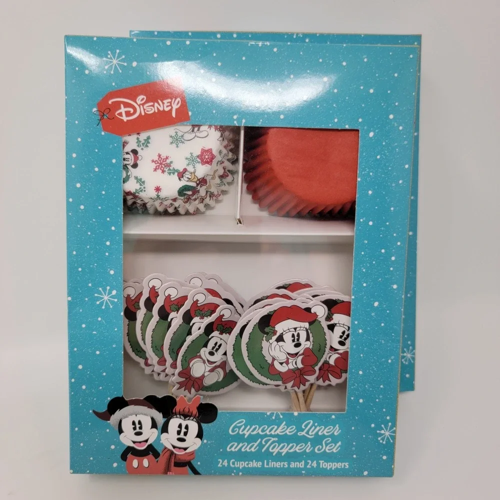 New! Disney Mickey Mouse Christmas Cupcake Liners & Toppers Set - 3 Packages